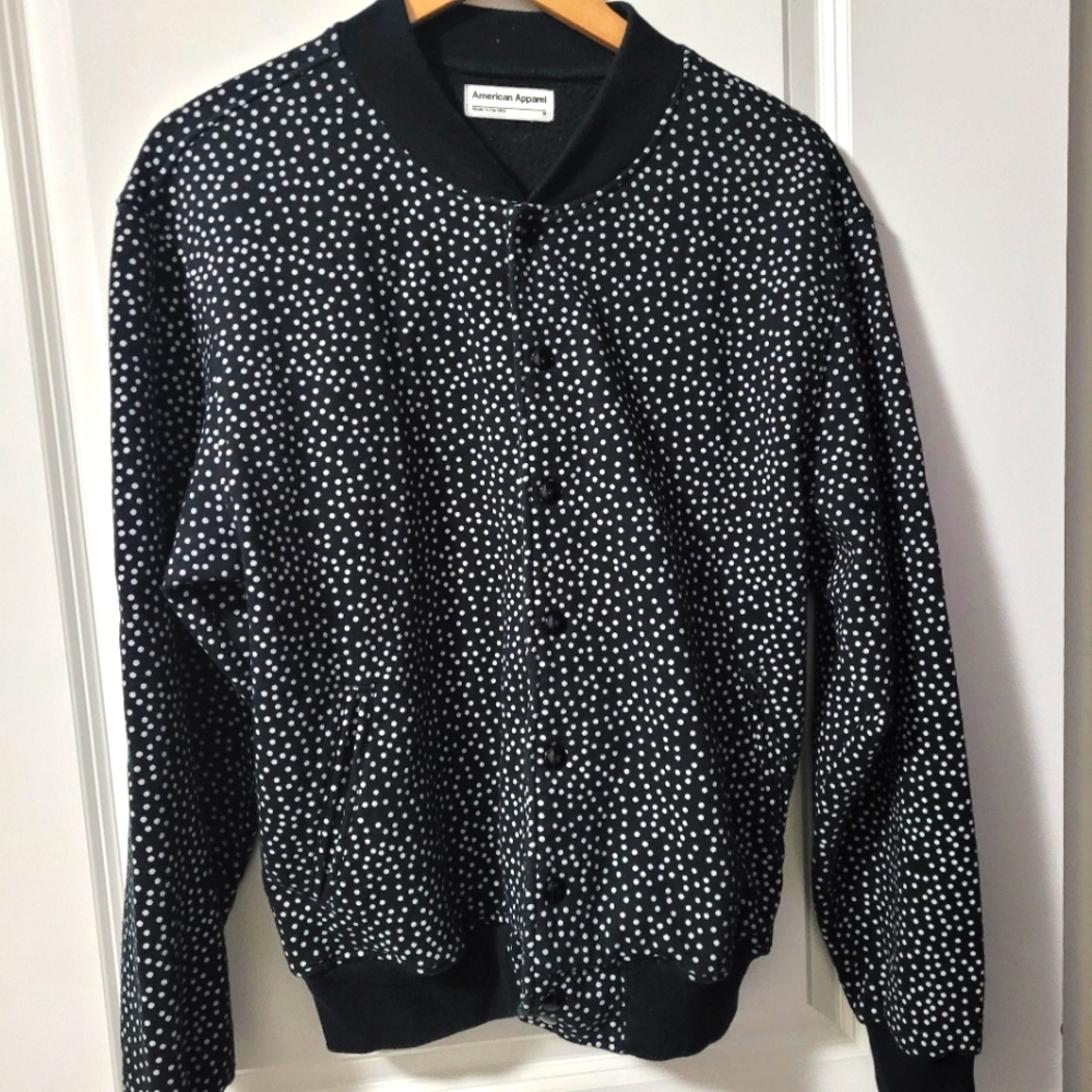 MADE IN THE USA AMERICAN APPAREL polka dot printed fleece club jacket